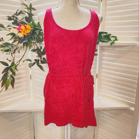 CHLOE TERRY CLOTH RED TIE DRESS SIZE 44 (XL) - Picture 1 of 4